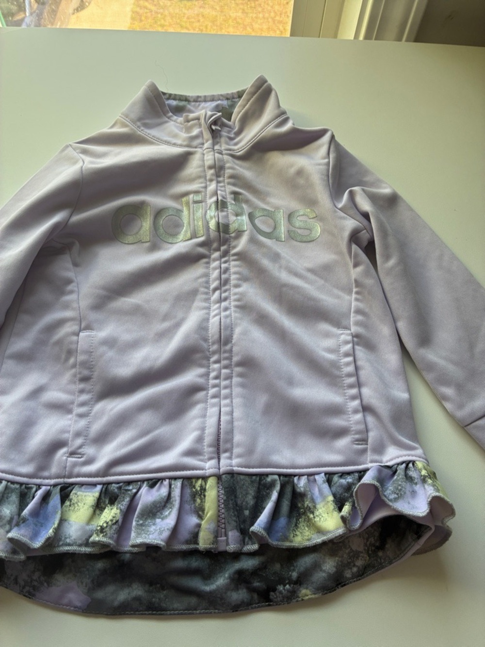 adidas Light Lavender Zip Jacket with Ruffle Hem - Picture 3 of 9